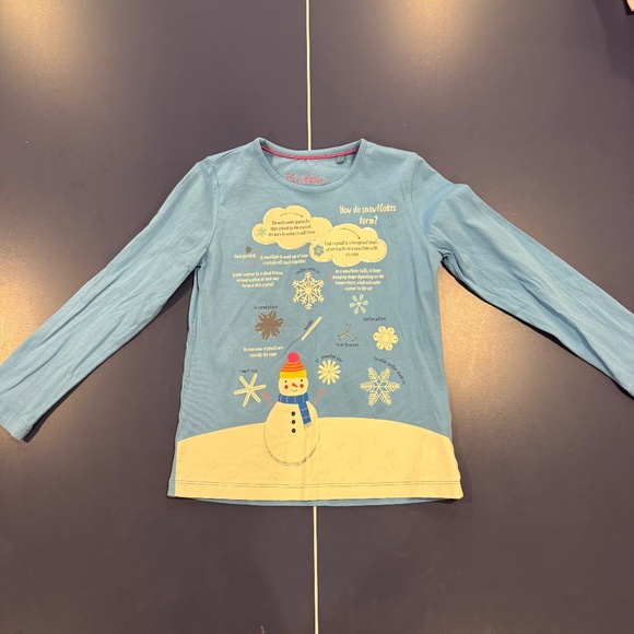 Mini Boden Other - Size 6-7 Mini Boden Fun Facts Shirt in Surfboard Blue Snowflakes.